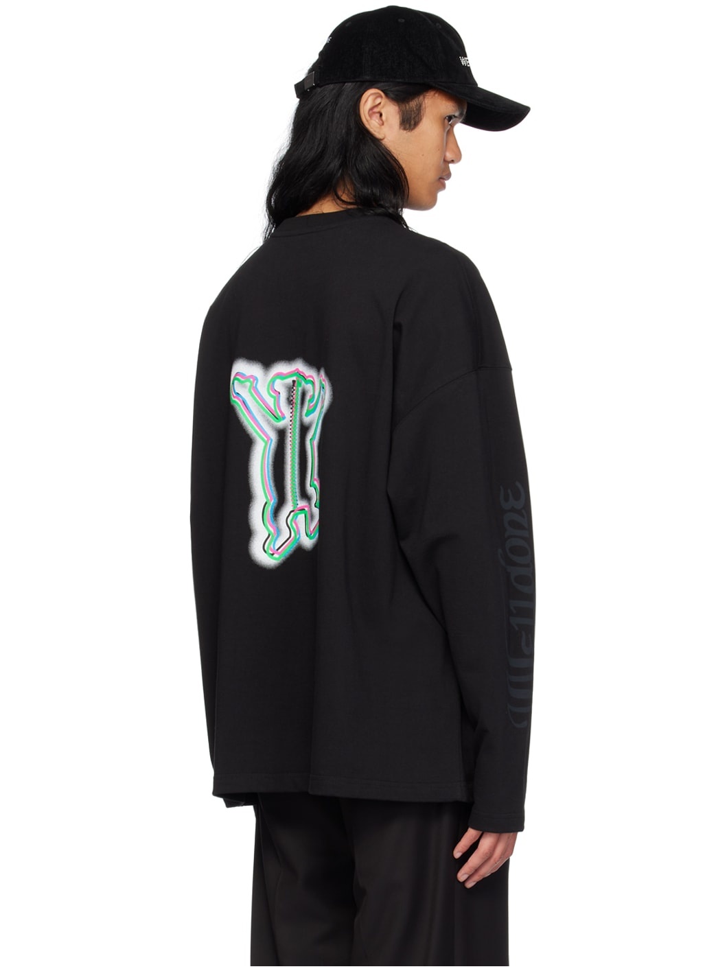 【関税込み】We11done ブラック Teddy Sleeved Tシャツ We11done Black Colorful Teddy Print Long Sleeve T-Shirt