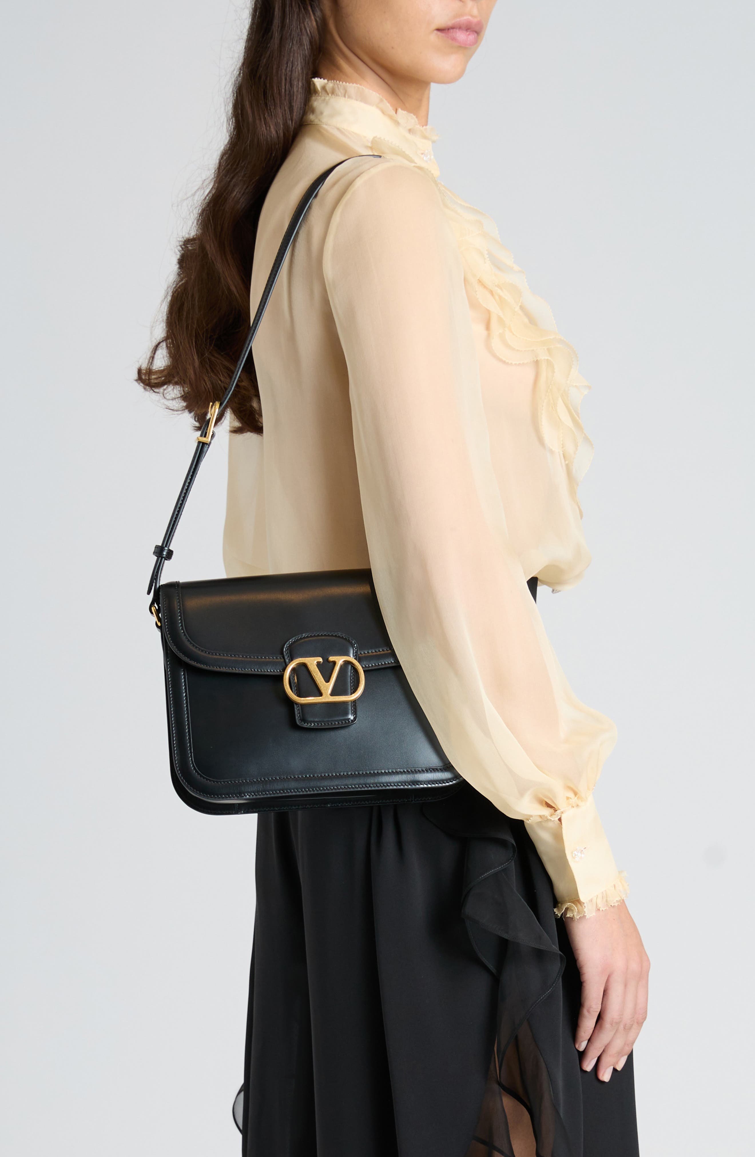 Valentino Garavani 9TO5 Leather Shoulder Bag in Nero at Nordstrom - 2