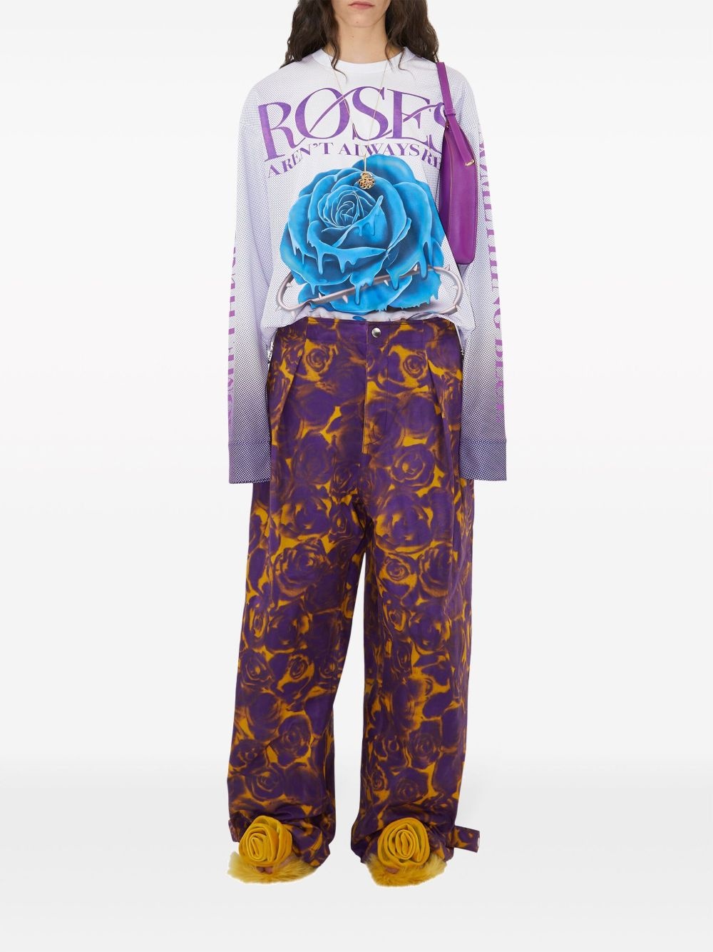 floral-print cotton straight trousers - 2