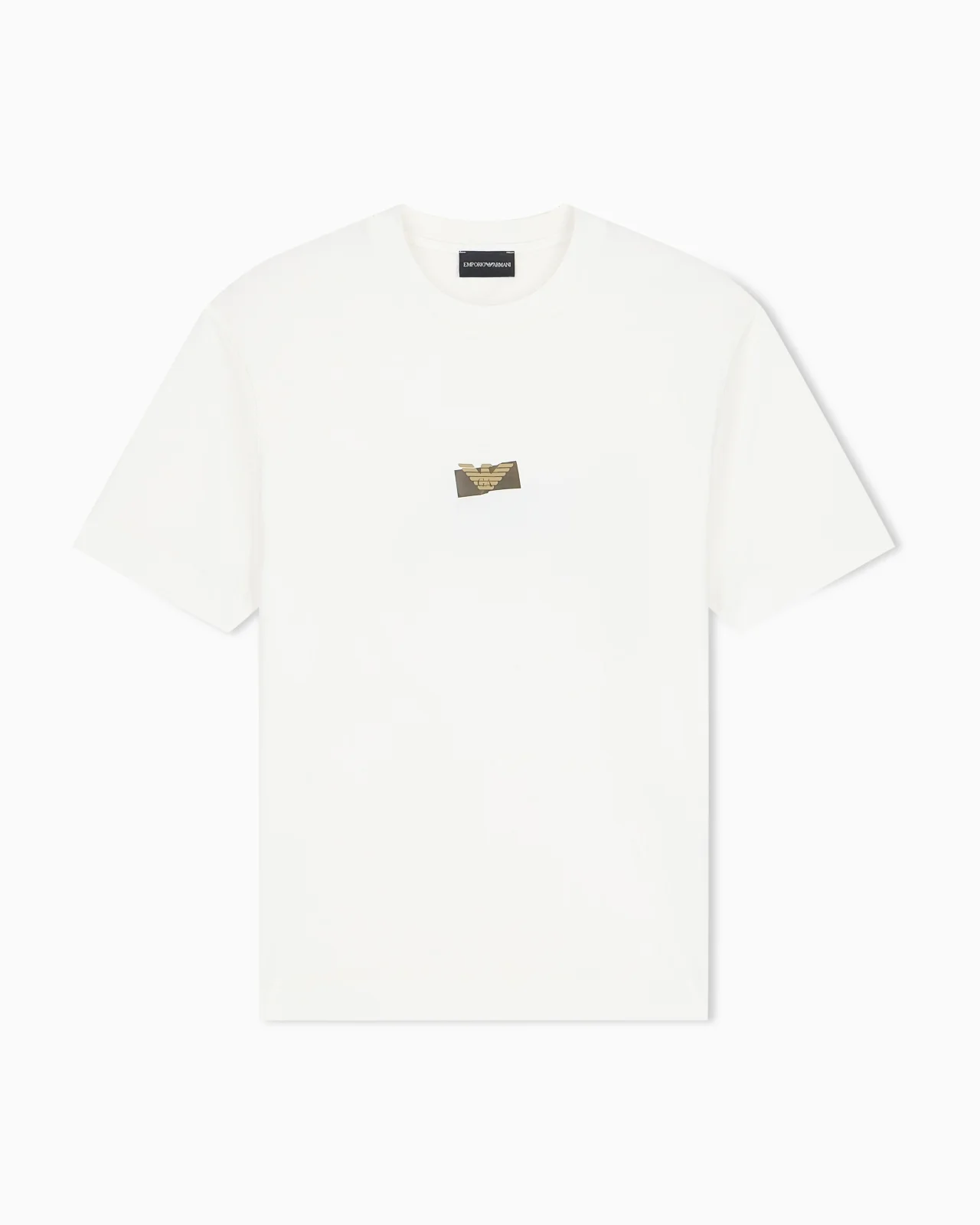 JERSEY T-SHIRT IN LYOCELL BLEND WITH EMBOSSED EAGLE AND LOGO PRINT - 1