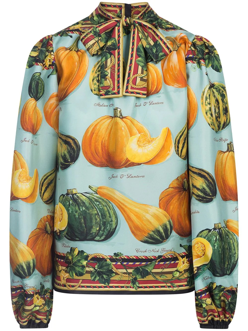 pumpkin-print twill blouse - 1