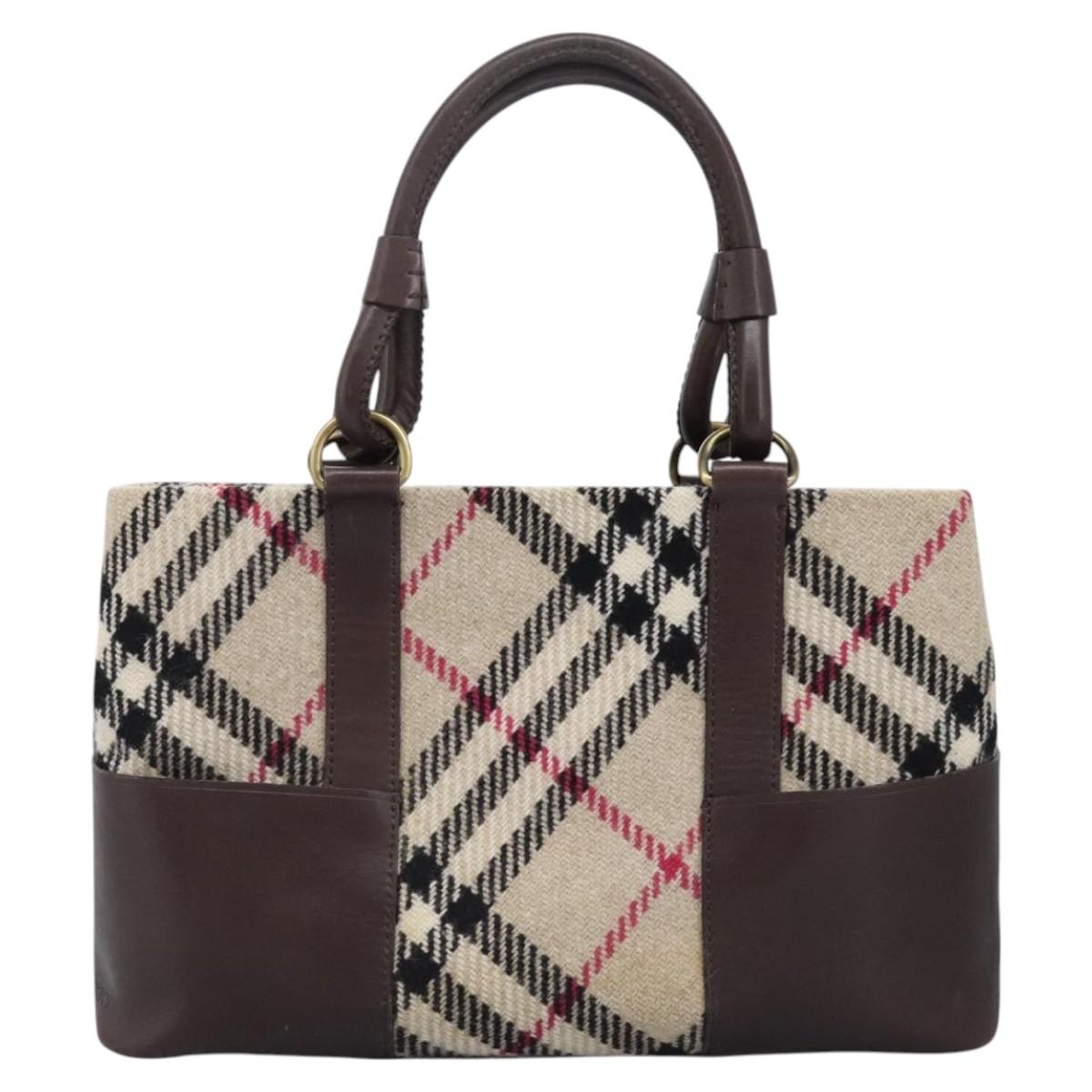 Burberry Nova Check Hand Bag Wool Beige - 2