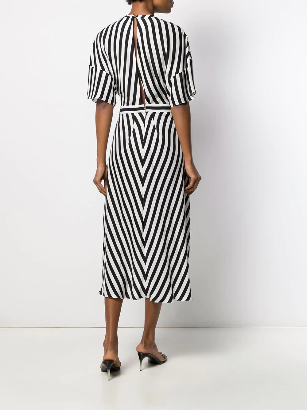 striped step-hem midi dress - 4