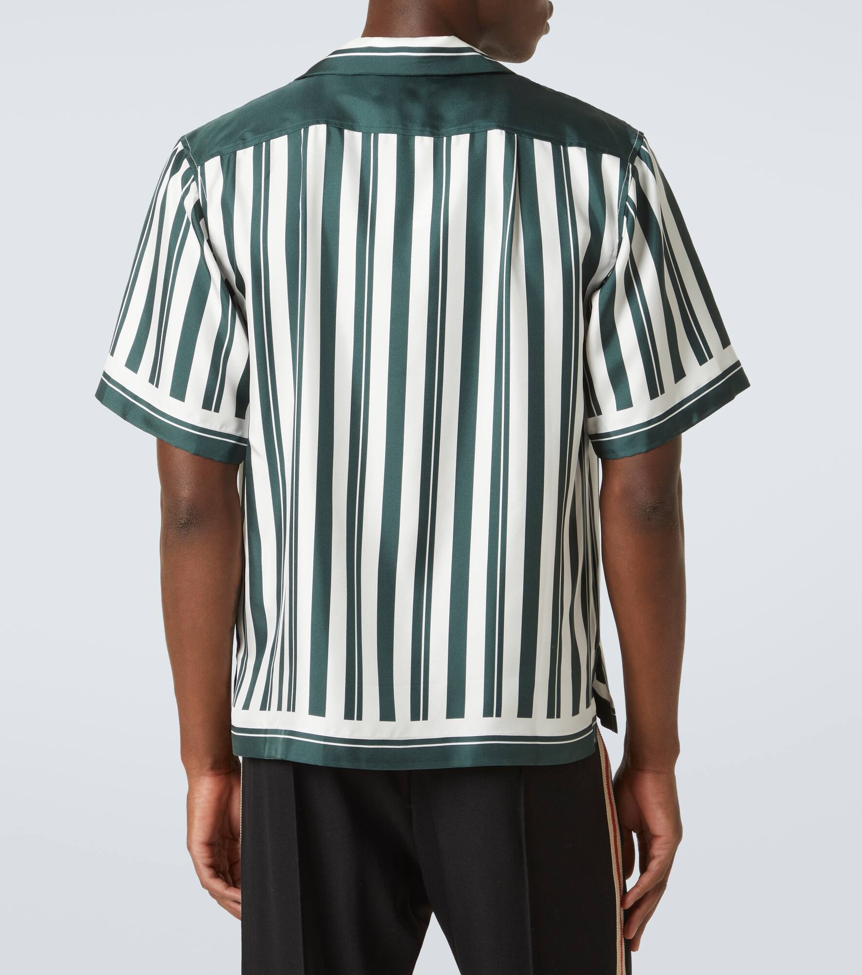 June striped silk bowling shirt - 4