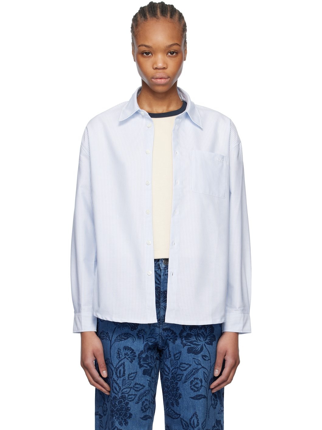 A. P.C. Blue Boyfriend Logo Shirt - 1