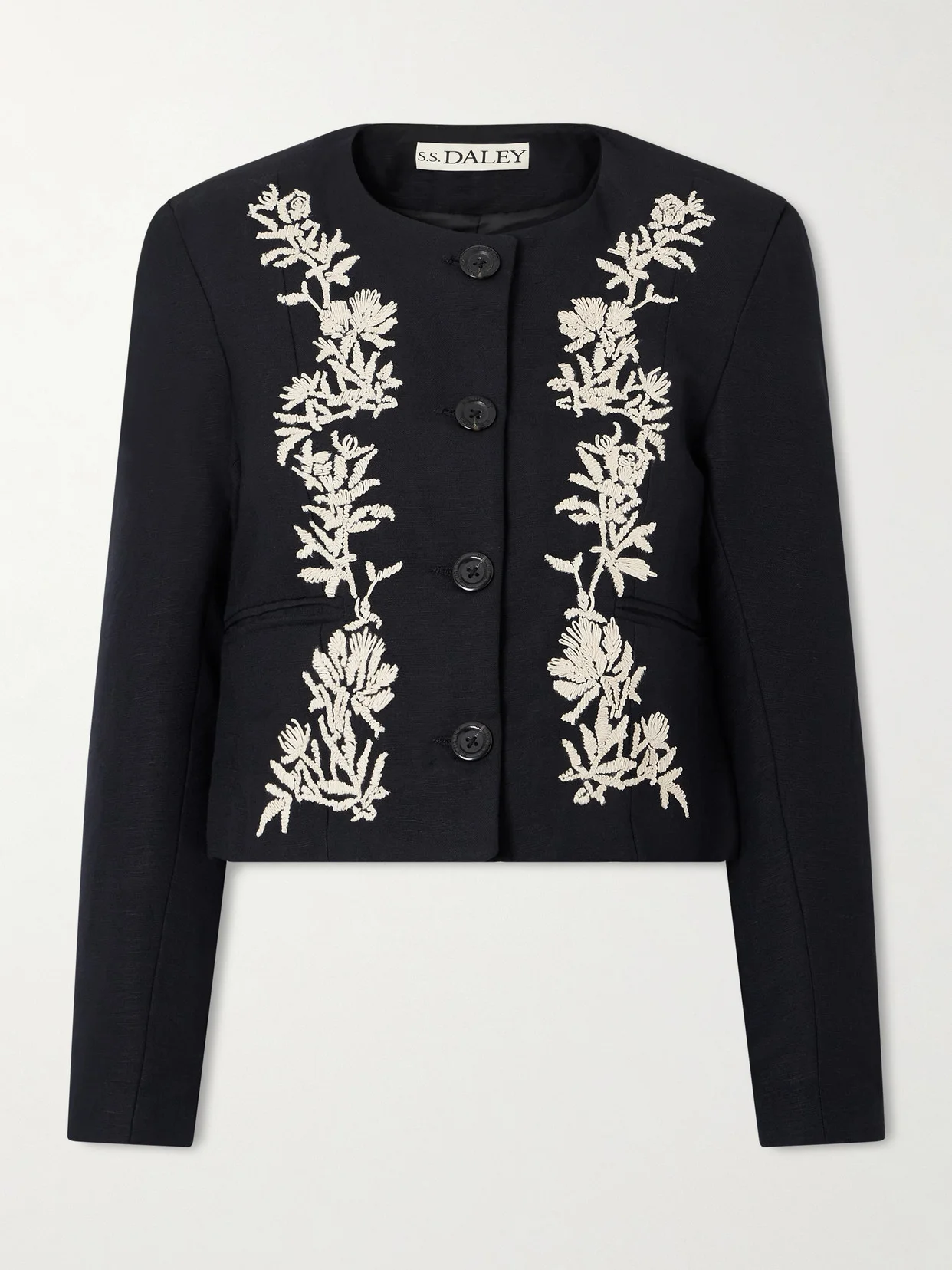 Ophelia Cropped Embroidered Woven Jacket - 1