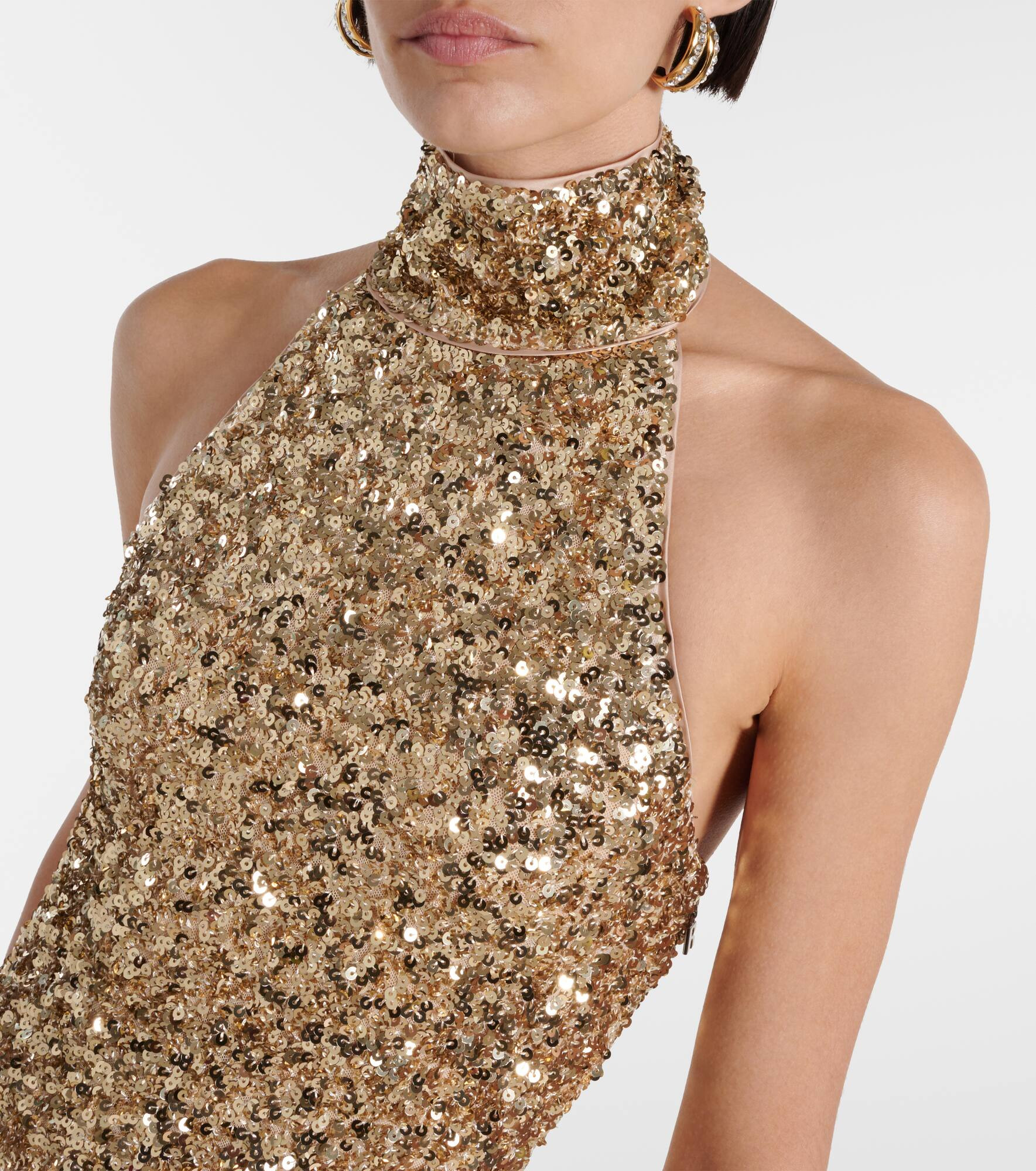 Sequined halterneck gown - 4