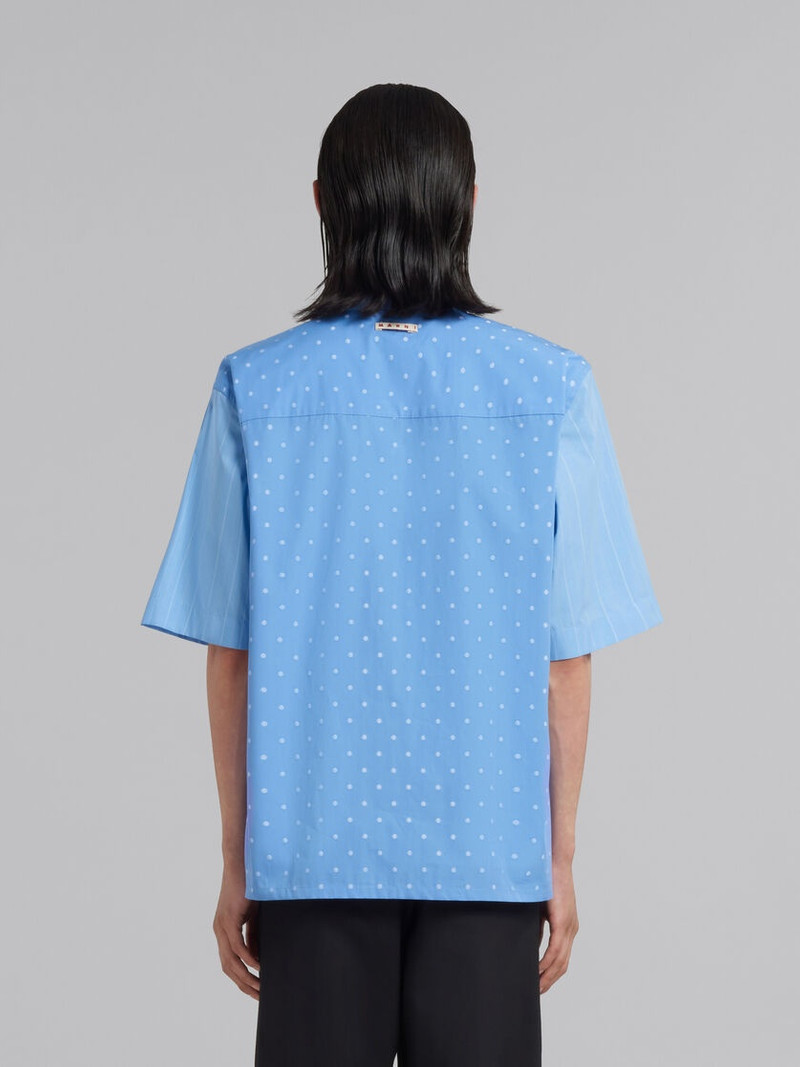 BLUE COTTON BOWLING SHIRT WITH STRIPES AND POLKA DOTS 3