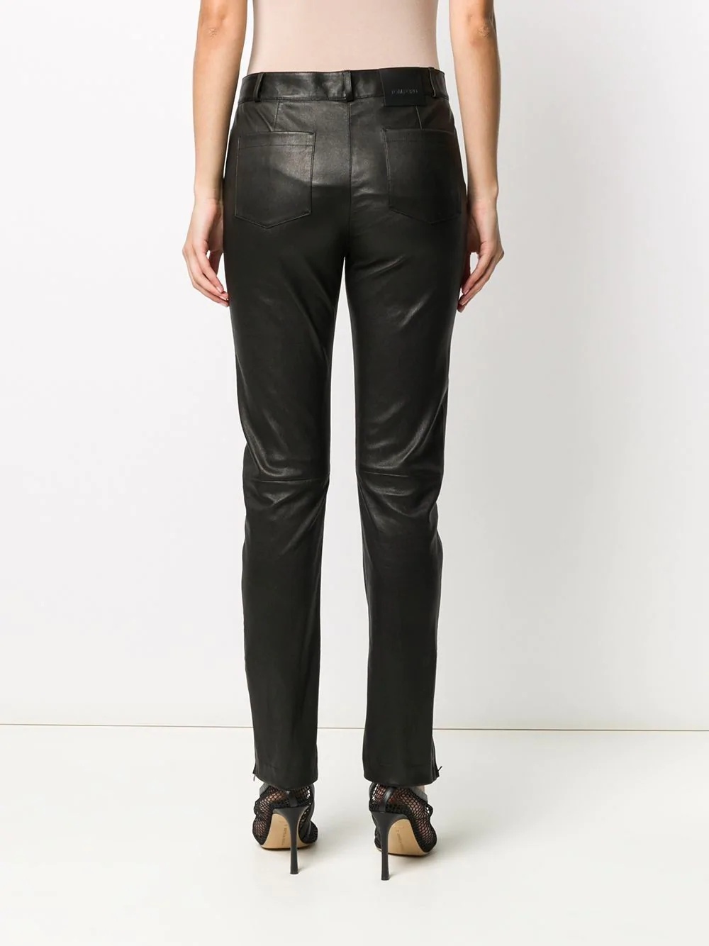 leather skinny-leg jeans - 4