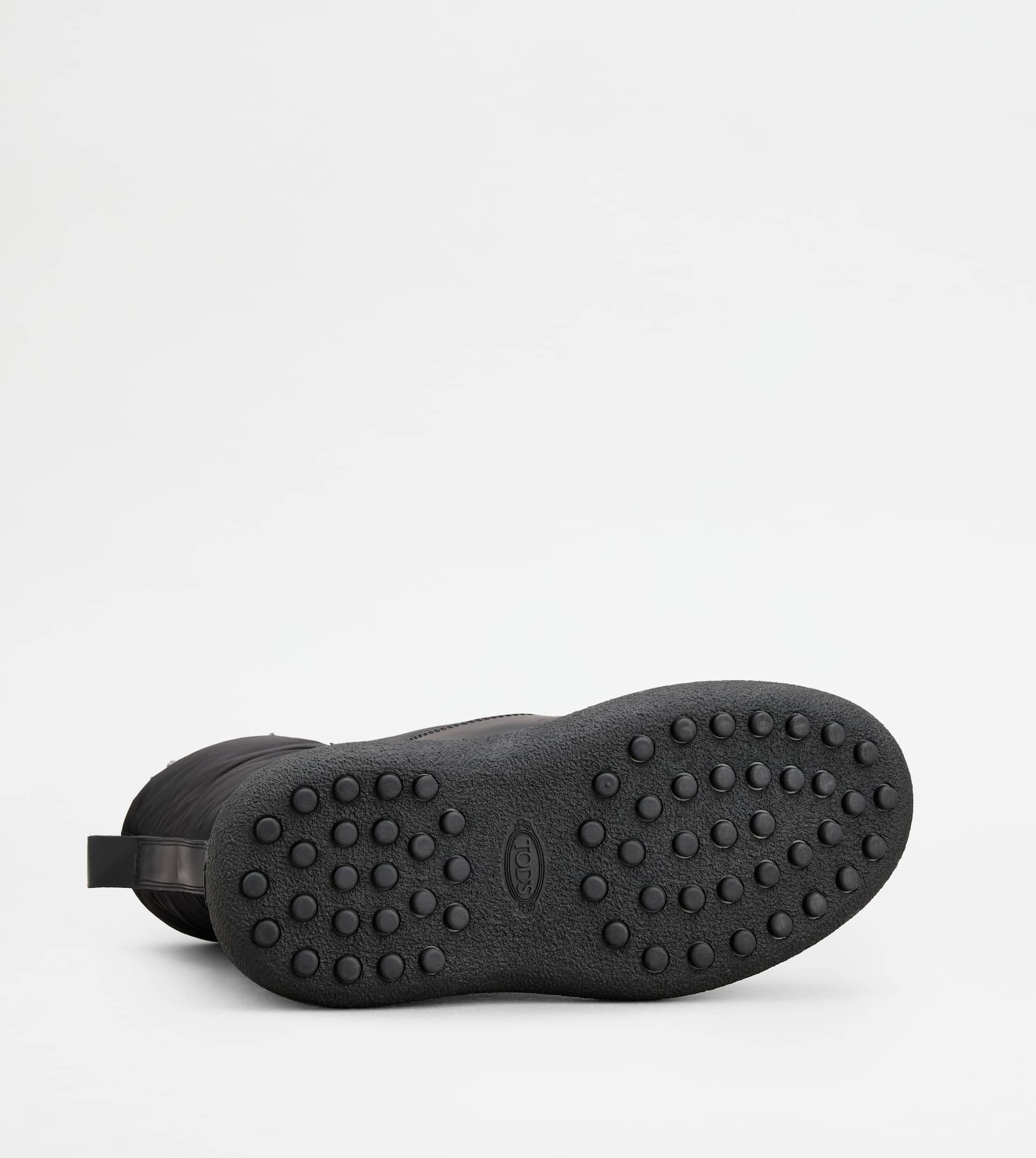 TOD'S W. G. LACE-UP ANKLE BOOTS IN LEATHER AND FABRIC - BLACK - 4