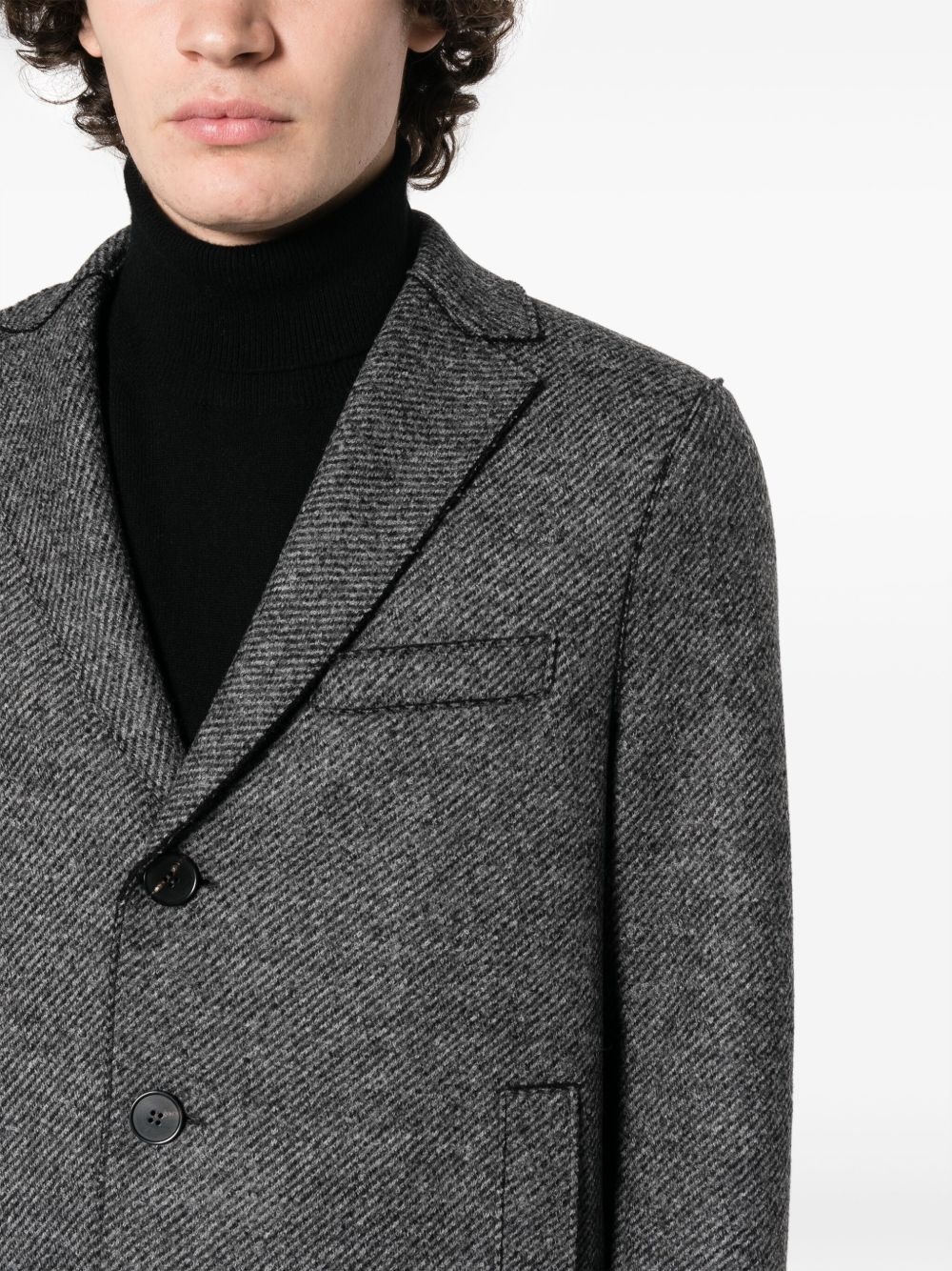 herringbone single-breasted coat - 5