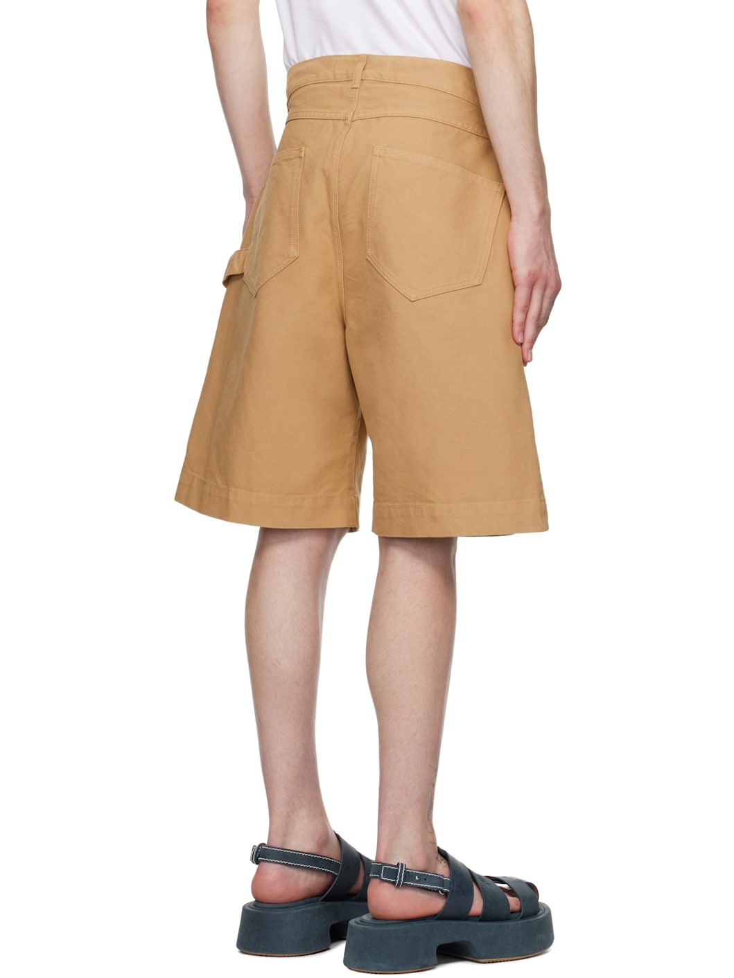 Beige Twisted Workwear Shorts - 3