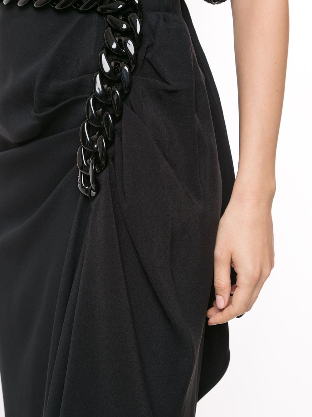 asymmetric gathered chain-link skirt - 5