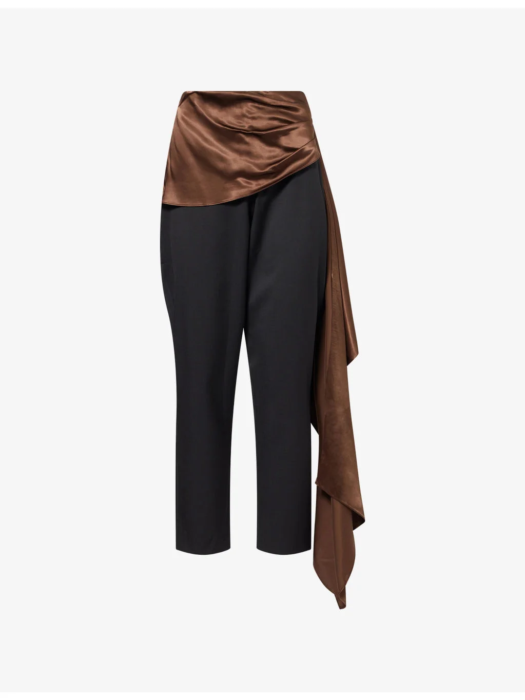 Draped-Scarf Cropped Wool-Blend Trousers - 1