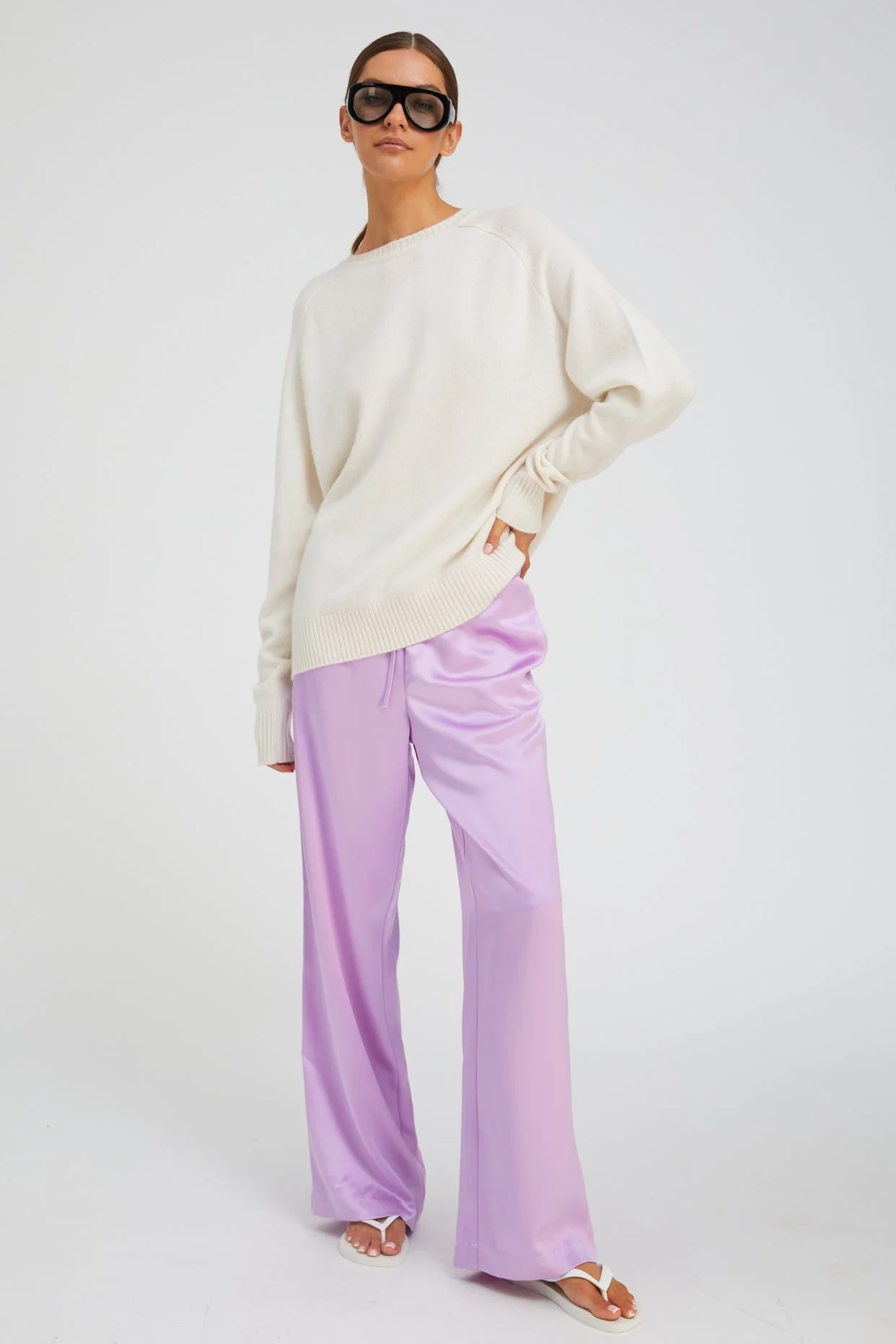 LAVENDER SILK KAUAI PANTS - 1