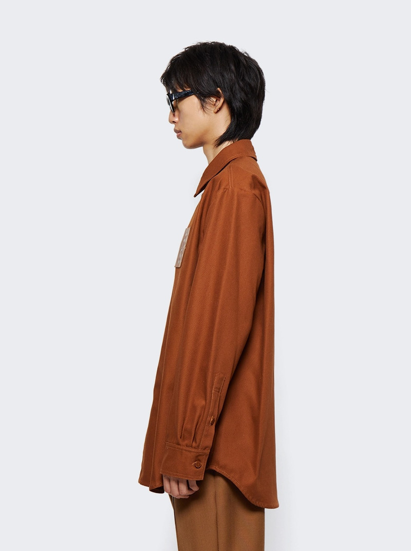 Straight Fit Denim Shirt Dark Brown 4