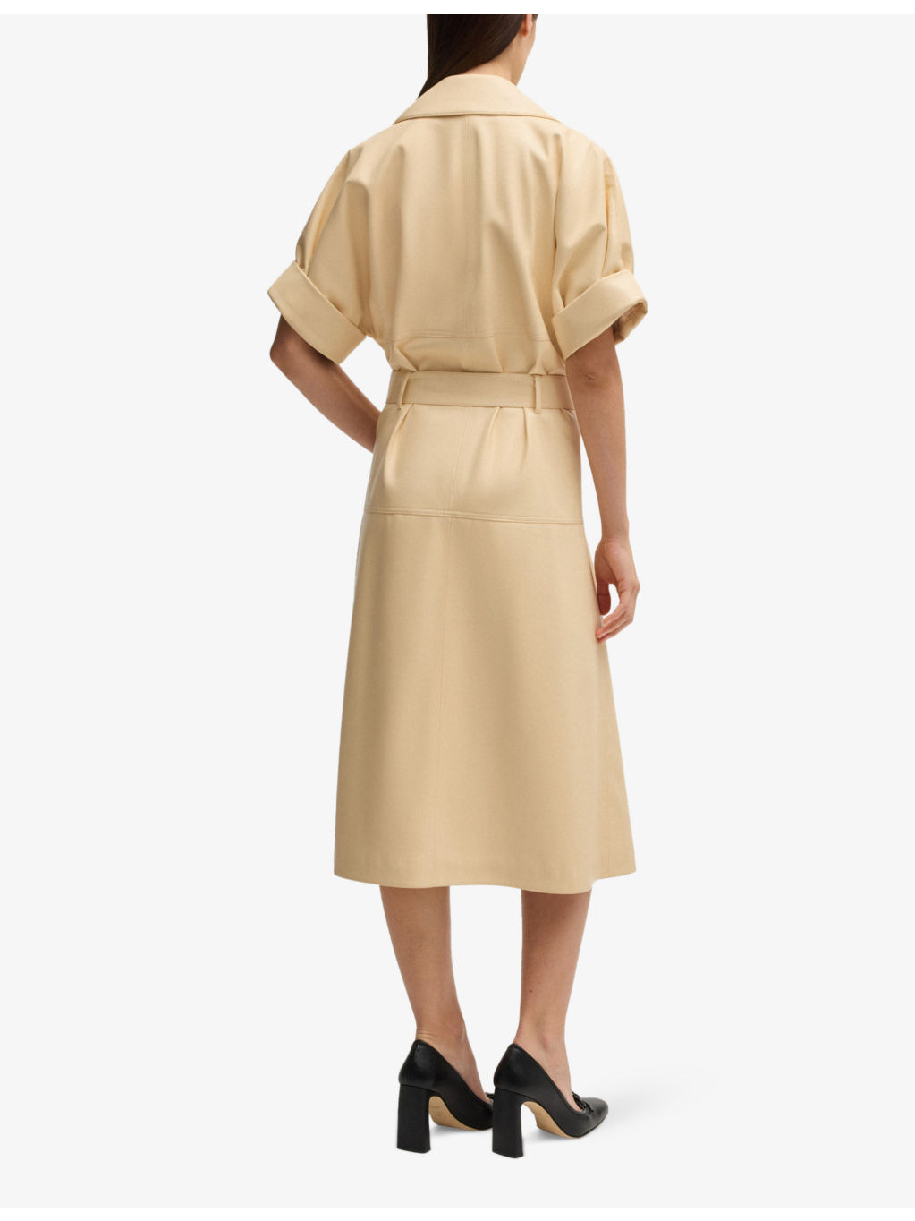 Double-breasted tie-waist faux-leather midi dress - 4