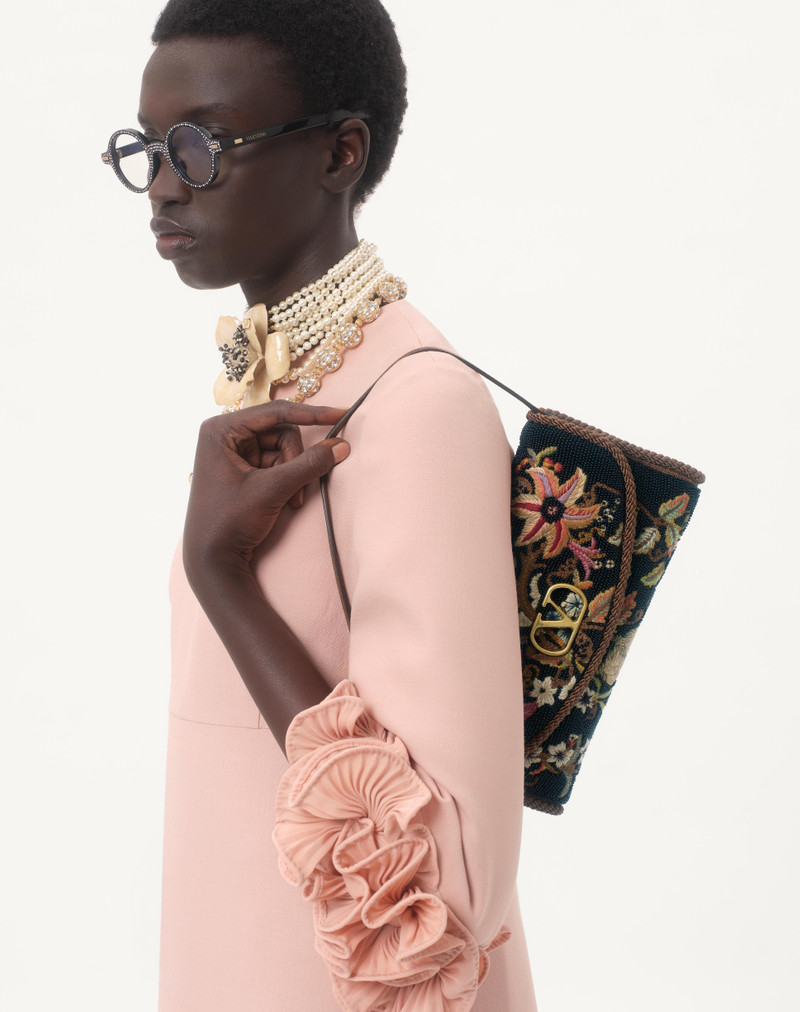 VALENTINO GARAVANI VAIN SOFT EMBROIDERED SMALL SHOULDER BAG 7