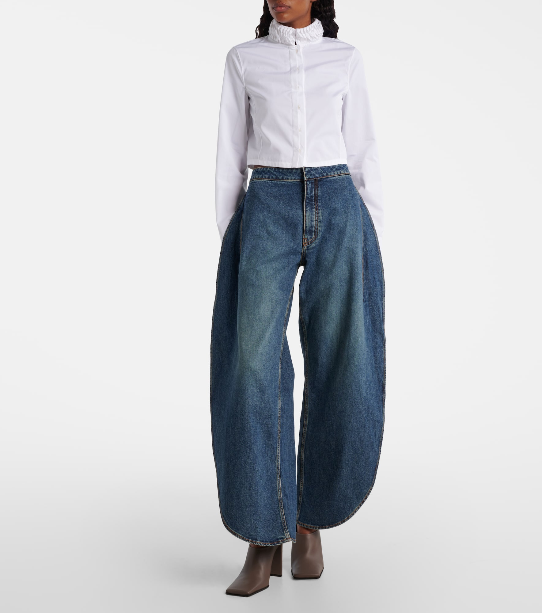 Cropped cotton poplin shirt - 2
