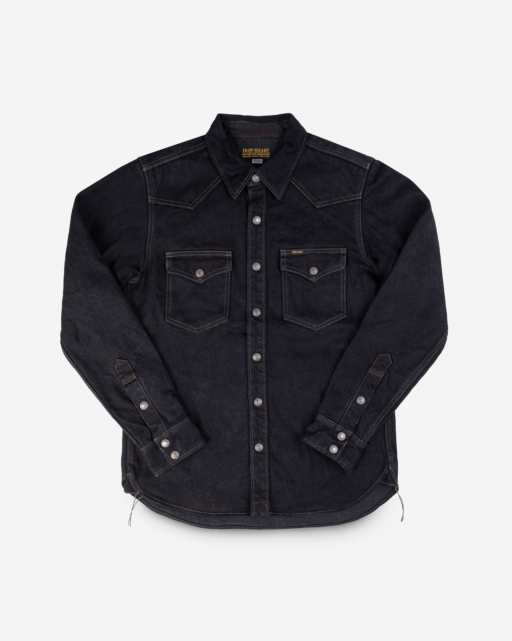 IHSH-293-OD 18oz Vintage Selvedge Denim CPO Shirt - Indigo Overdyed Black - 1