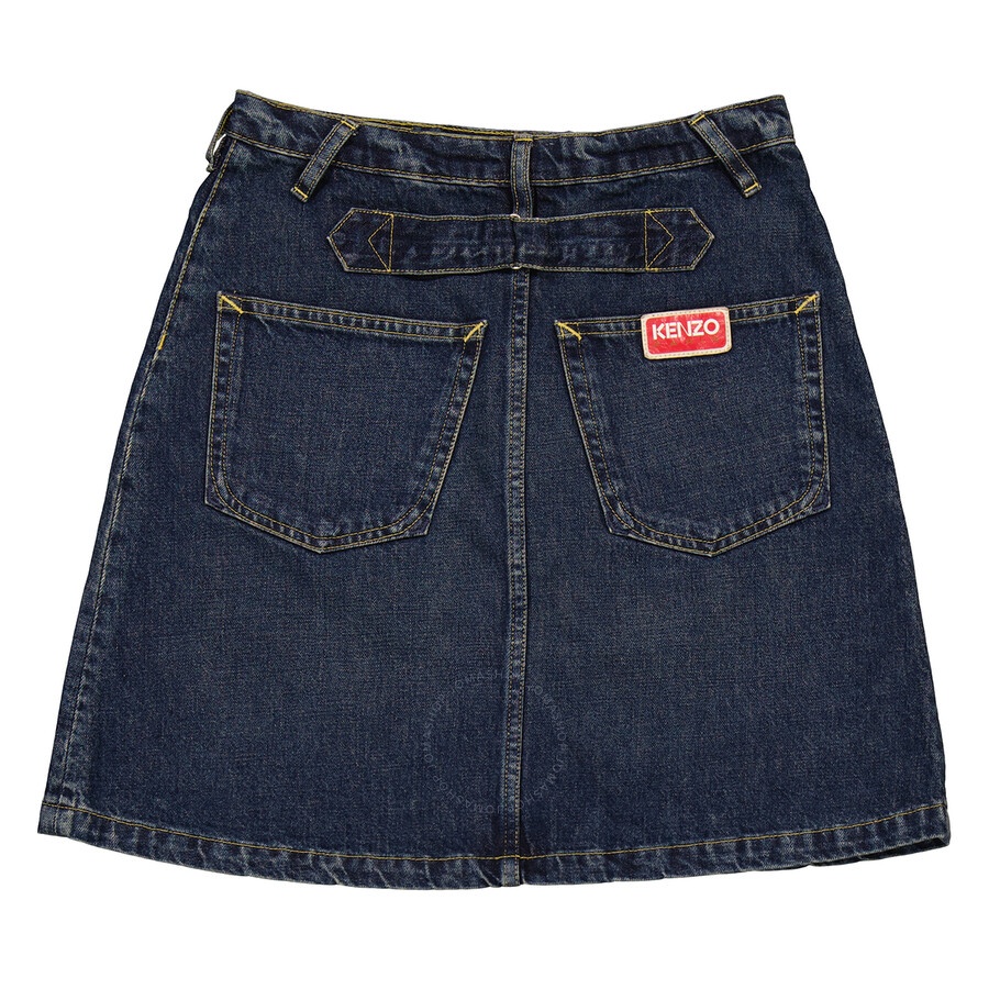 Kenzo Dark Stone Blue Denim Flared Mini Skirt - 6
