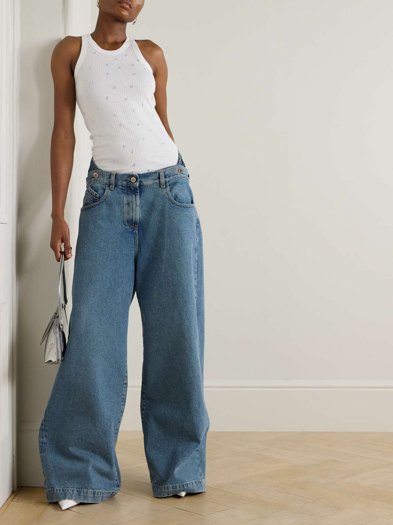 Layered high-rise wide-leg jeans - 2
