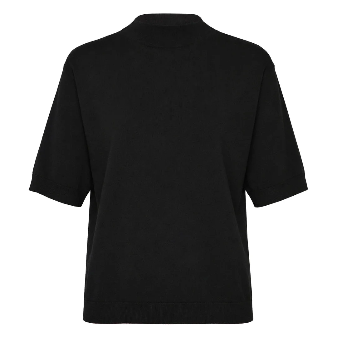 Bateau Neck Short Sleeve Knit Top - 1