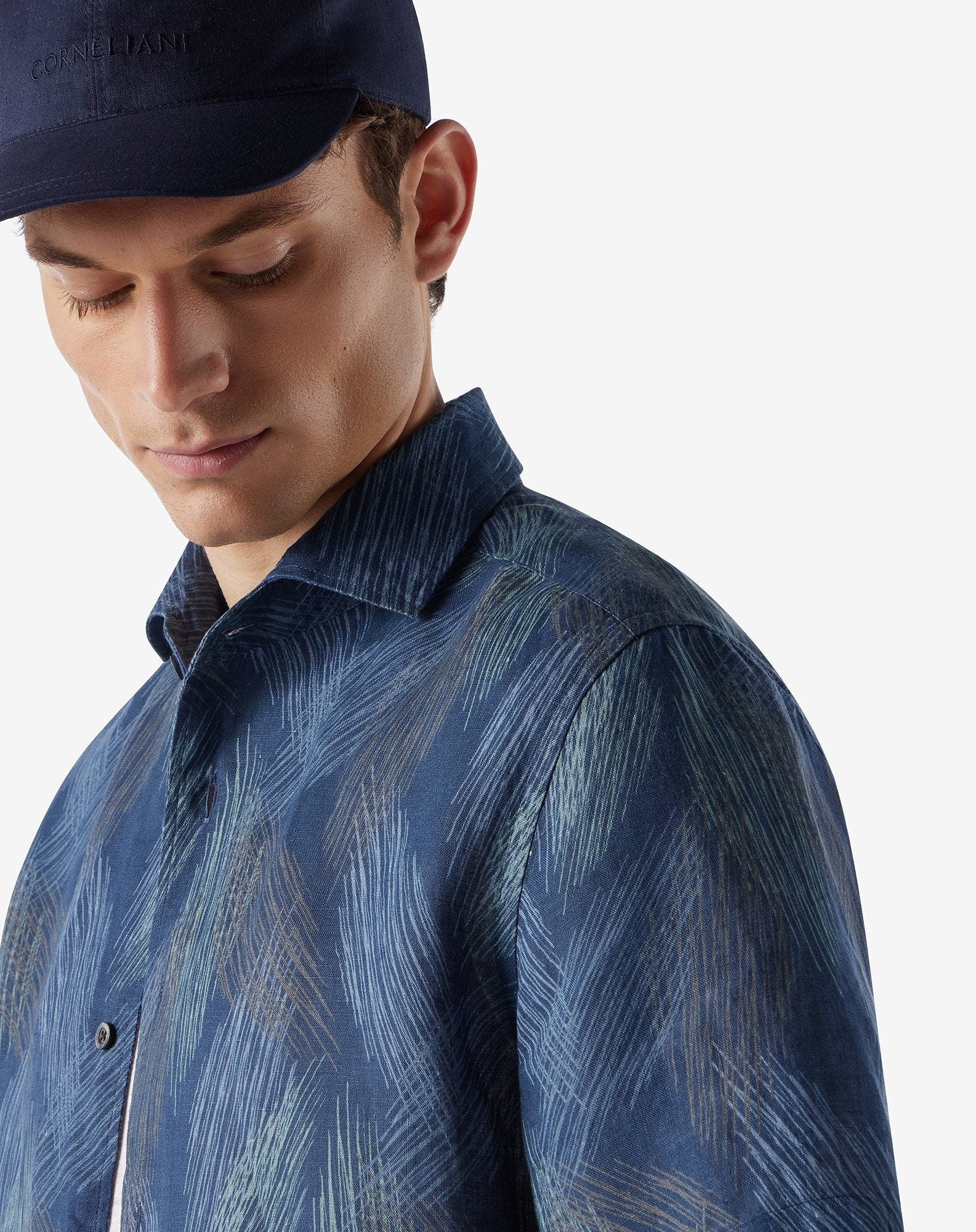 Pure linen shirt in shades of blue - 4