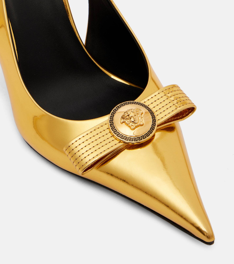 Gianni Ribbon 85 leather slingback pumps 5