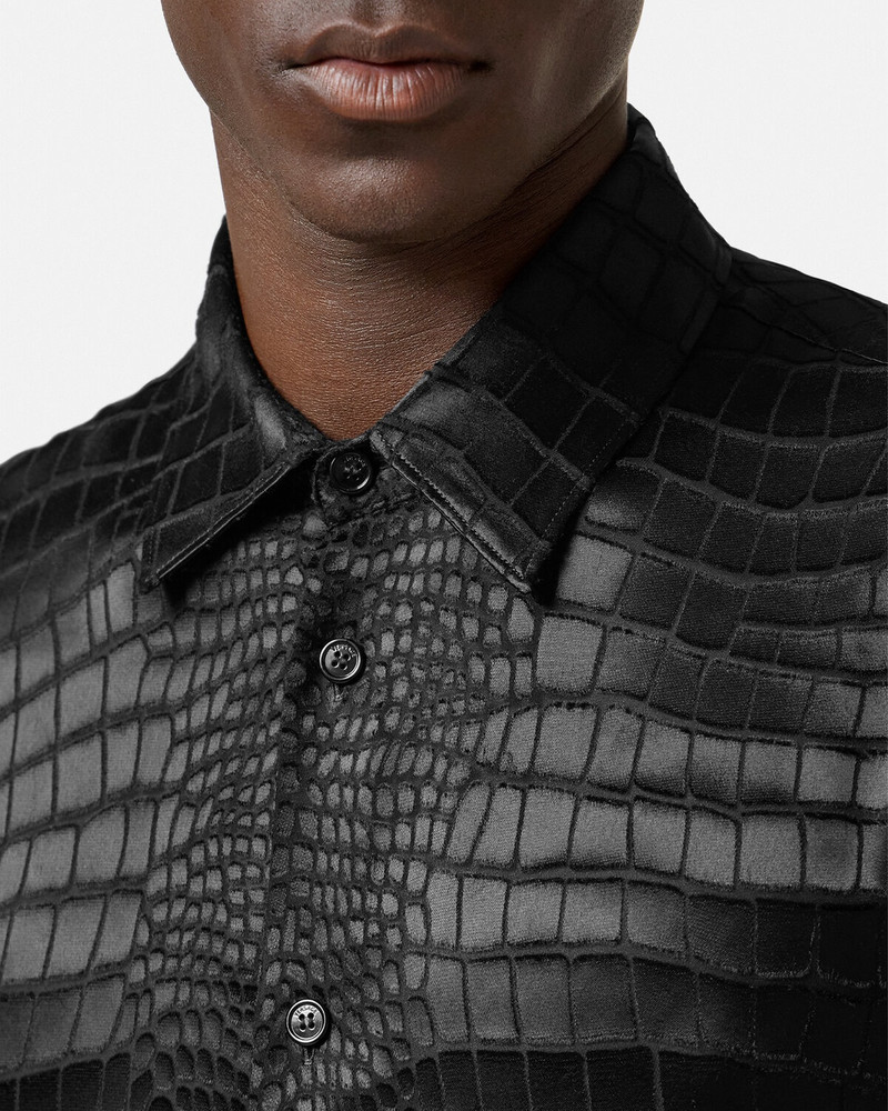Croc-Effect Devoré Silk Shirt 5