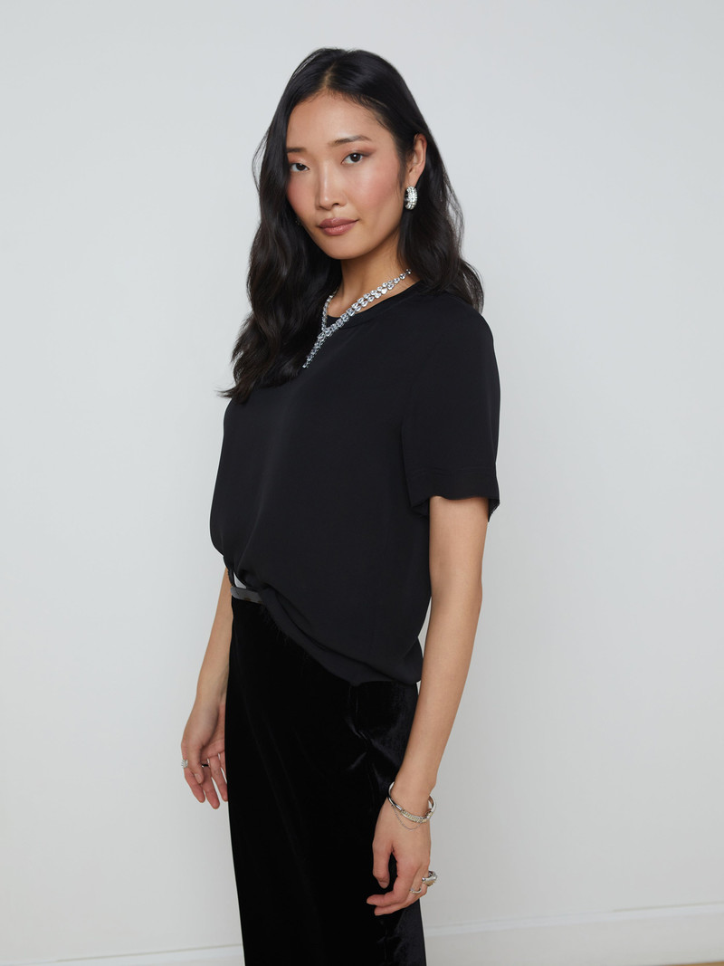 Suzette Silk Raw-Hem Tee 4