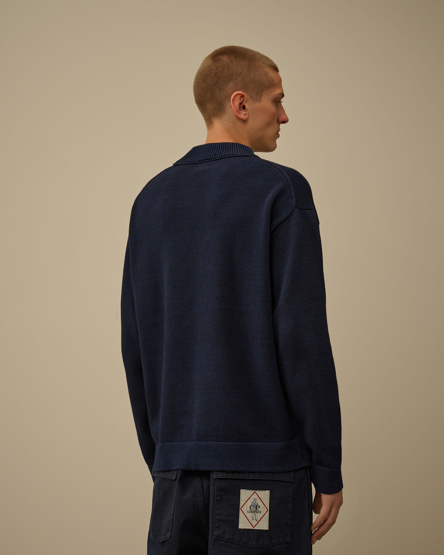 Indigo Cotton Vanisè Mock Neck Sweater - 4
