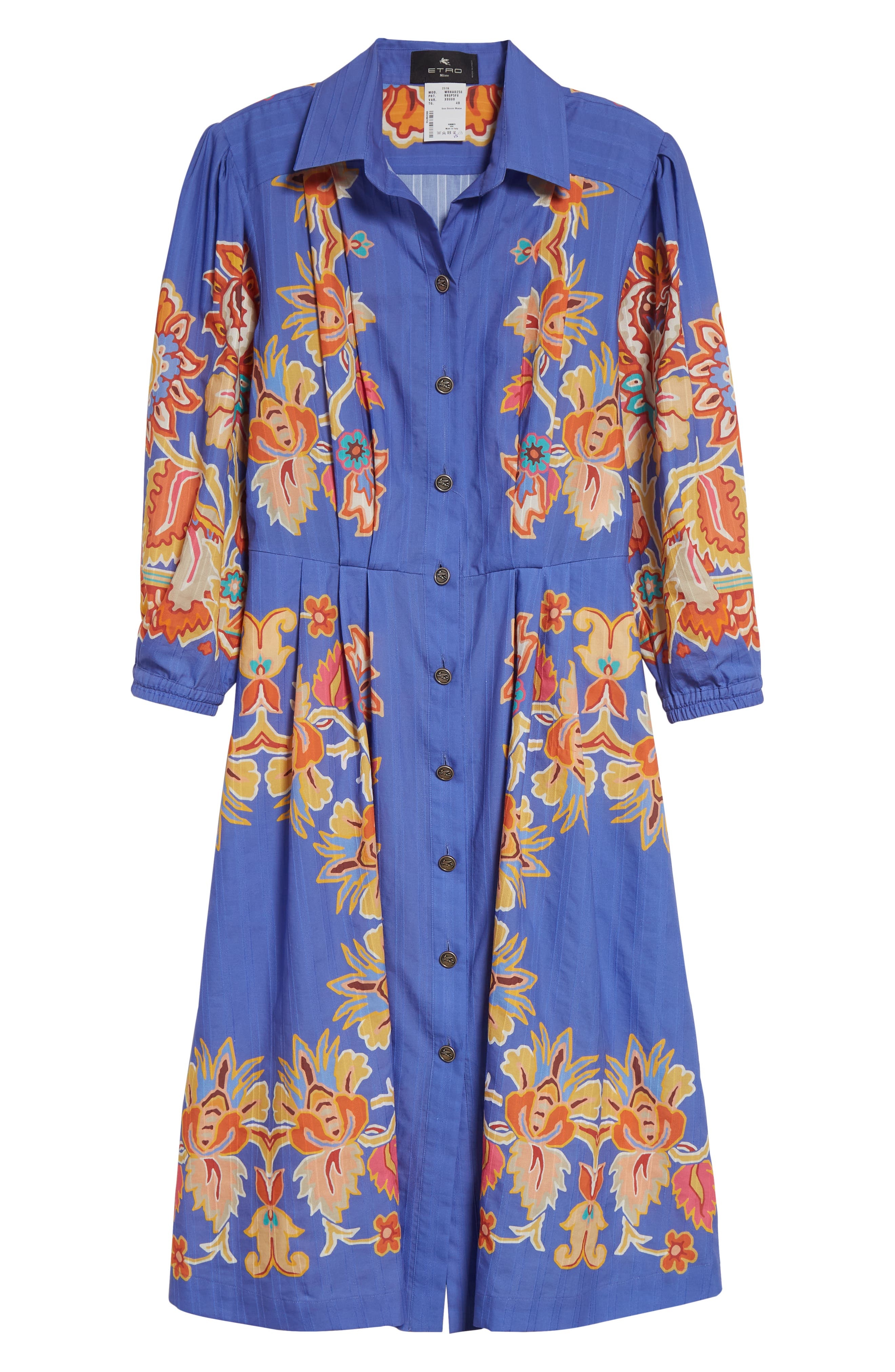 Etro Floral Print Cotton Poplin Shirtdress in Printed Azure Base at Nordstrom - 6