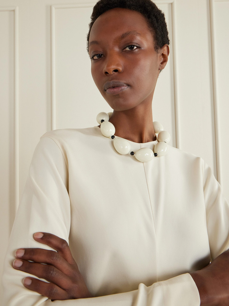 Gohar World Host Egg Silver, Porcelain And Quartz Necklace outlook