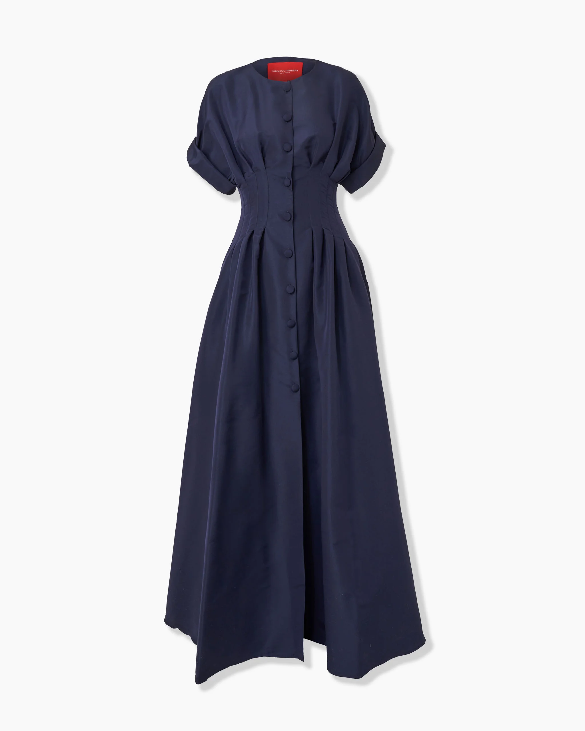 Rolled Sleeves Button-Front Gown - 1