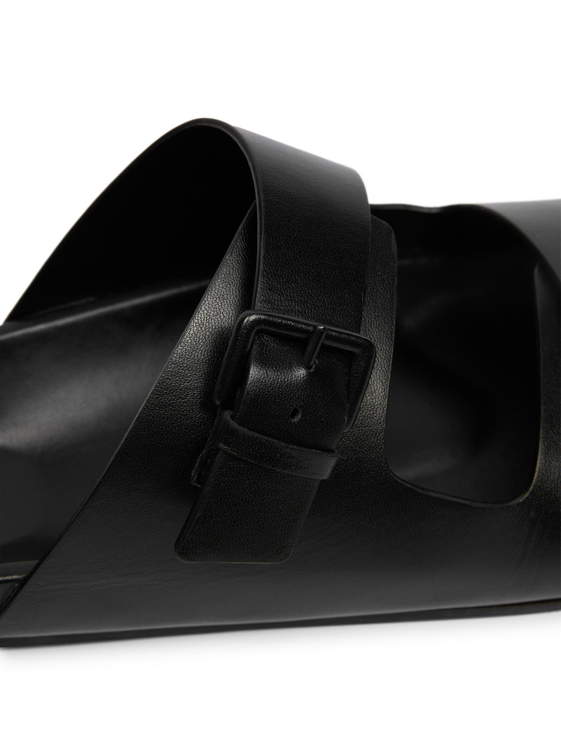 Men's Double Buckle Leather Sandals - Noir 6