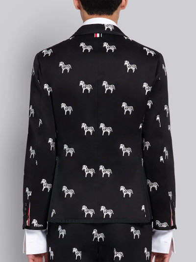 Thom Browne Black Cotton Twill Zebra Icon Embroidered Classic Tipped Sport Coat outlook