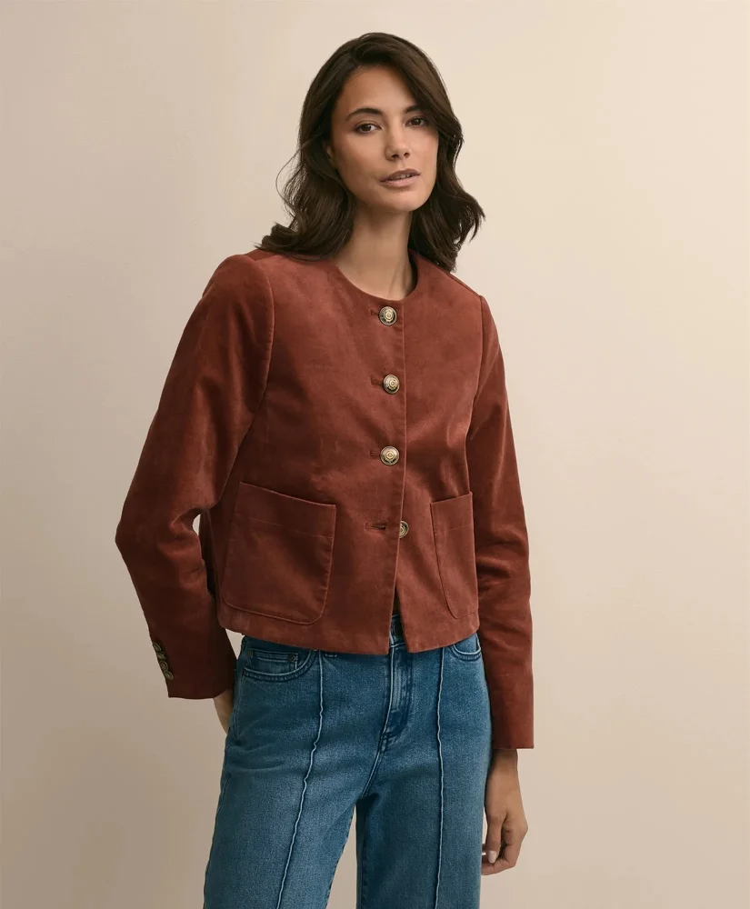Cotton Blend Velveteen Jacket - 1