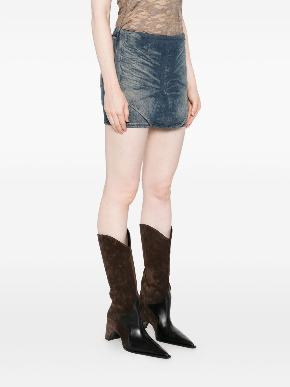 acid-wash denim shorts - 3