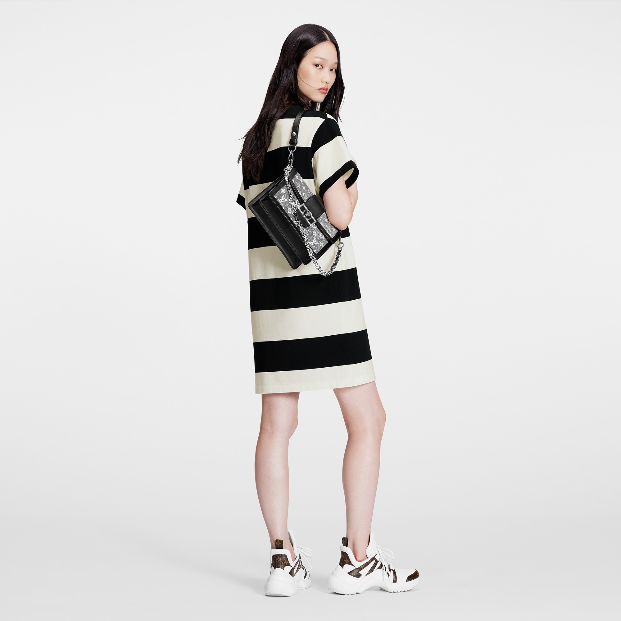 Striped Monogram Pocket T-Shirt Dress - 3