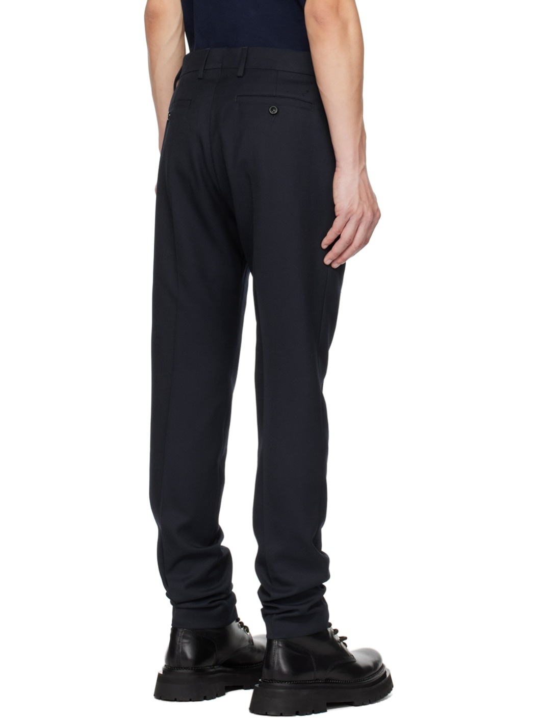 Navy Cigarette Fit Trousers - 3
