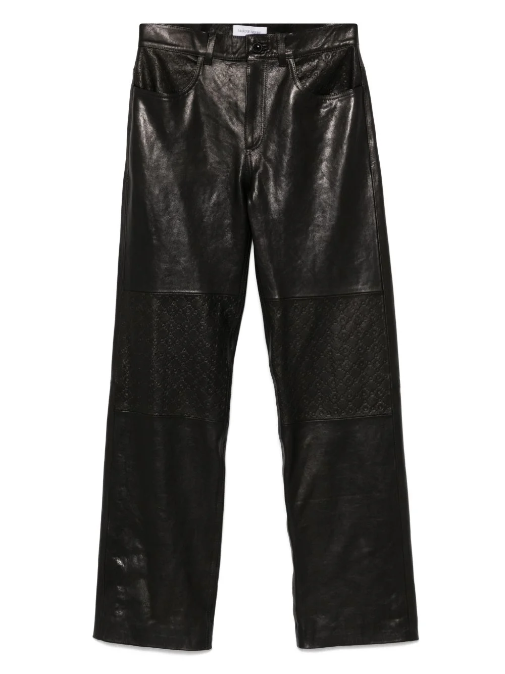Moonogram-embossed leather trousers - 1
