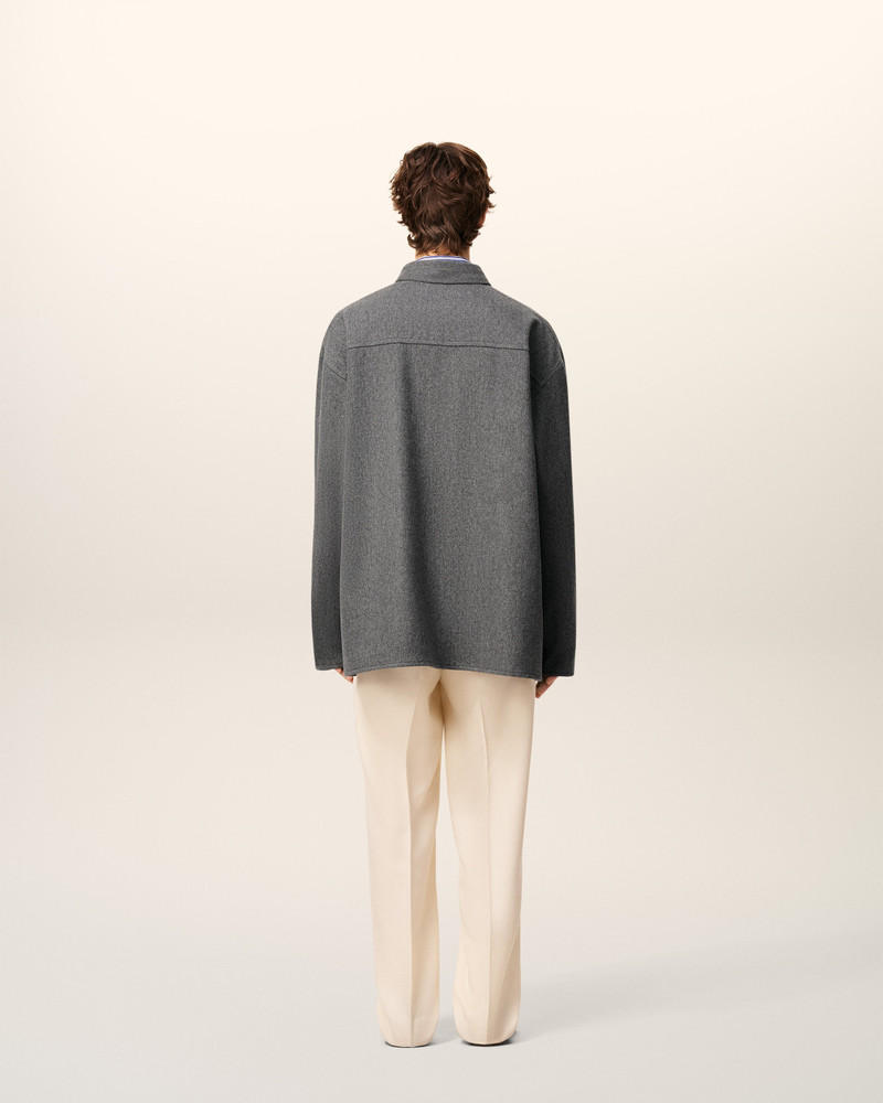 GREY WOOL LONG SLEEVES POLO SHIRT 5