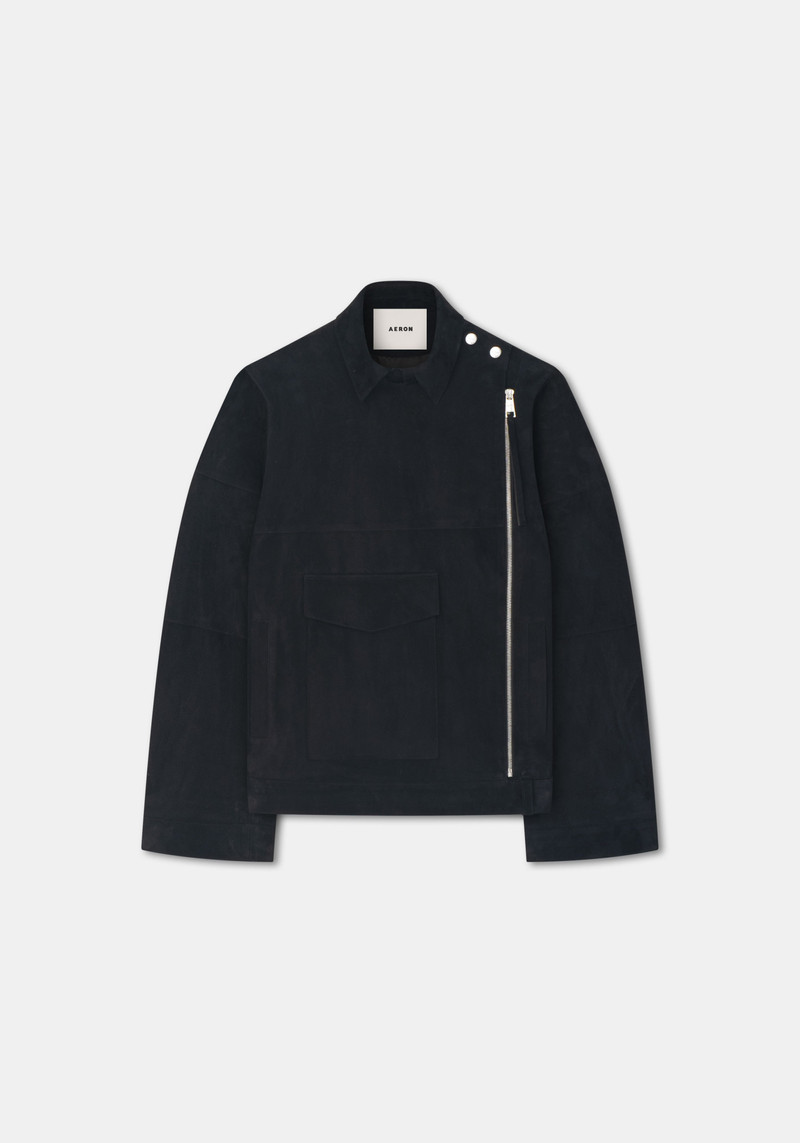 CECILE Asymmetrical zip suede jacket 1