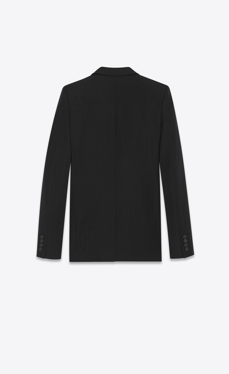 SAINT LAURENT tube tuxedo jacket in grain de poudre saint laurent outlook