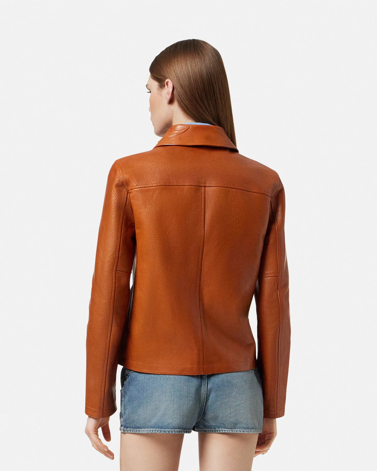 Barocco Leather Boxy Blouson Jacket - 5