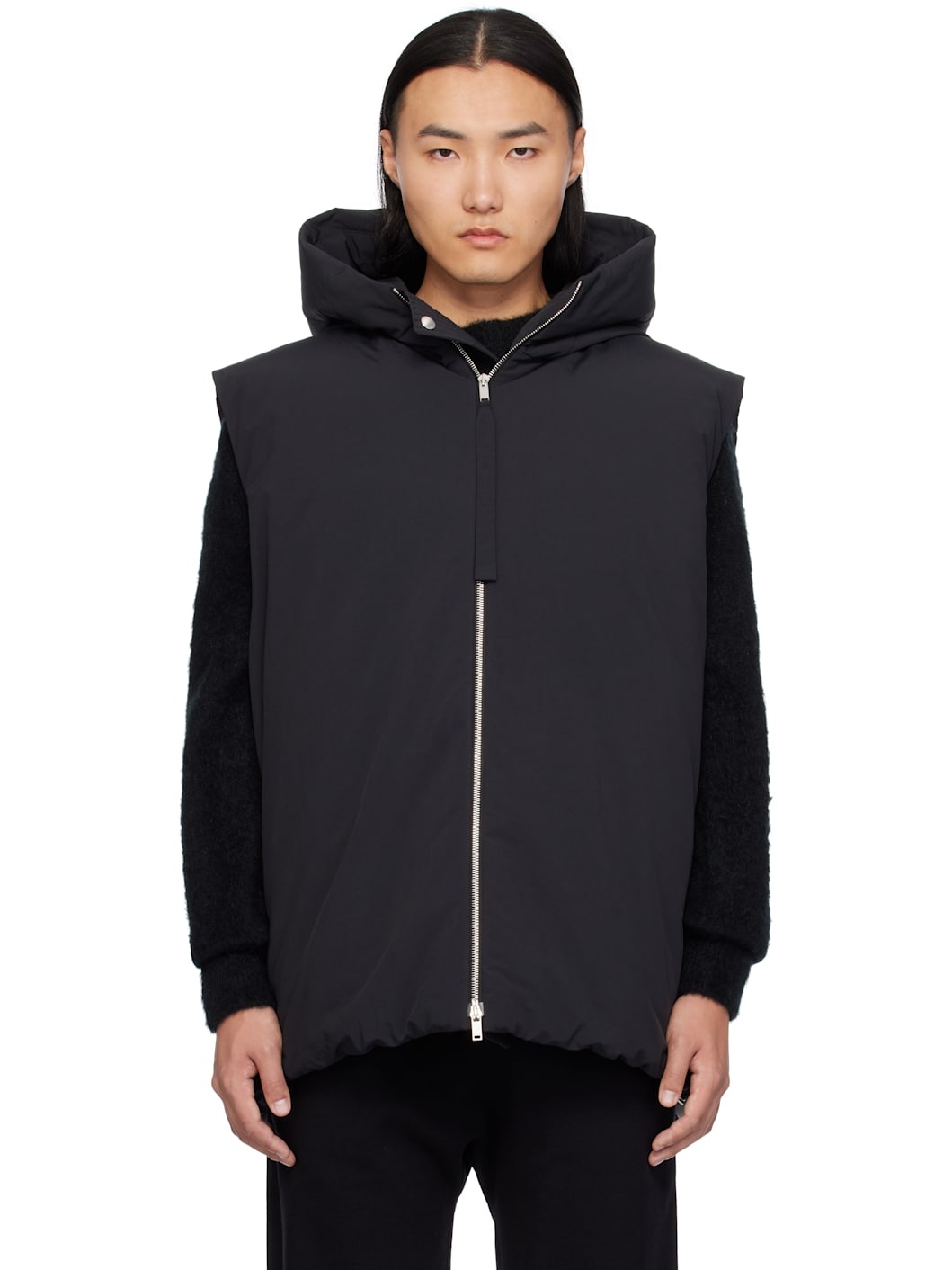 Black Medium Fill Down Vest - 1