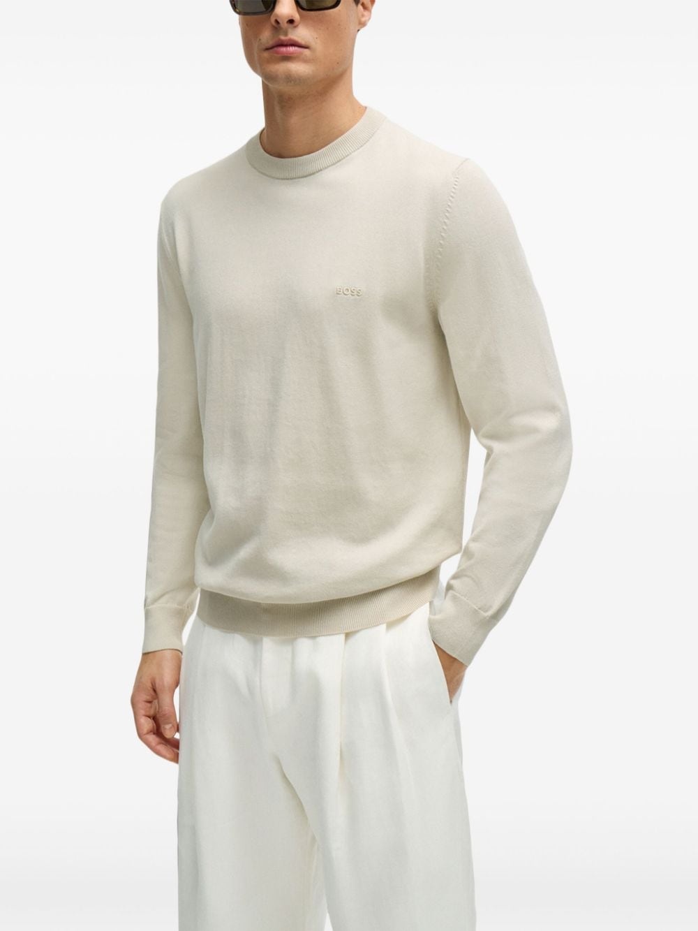 logo-embroidered cotton jumper - 3
