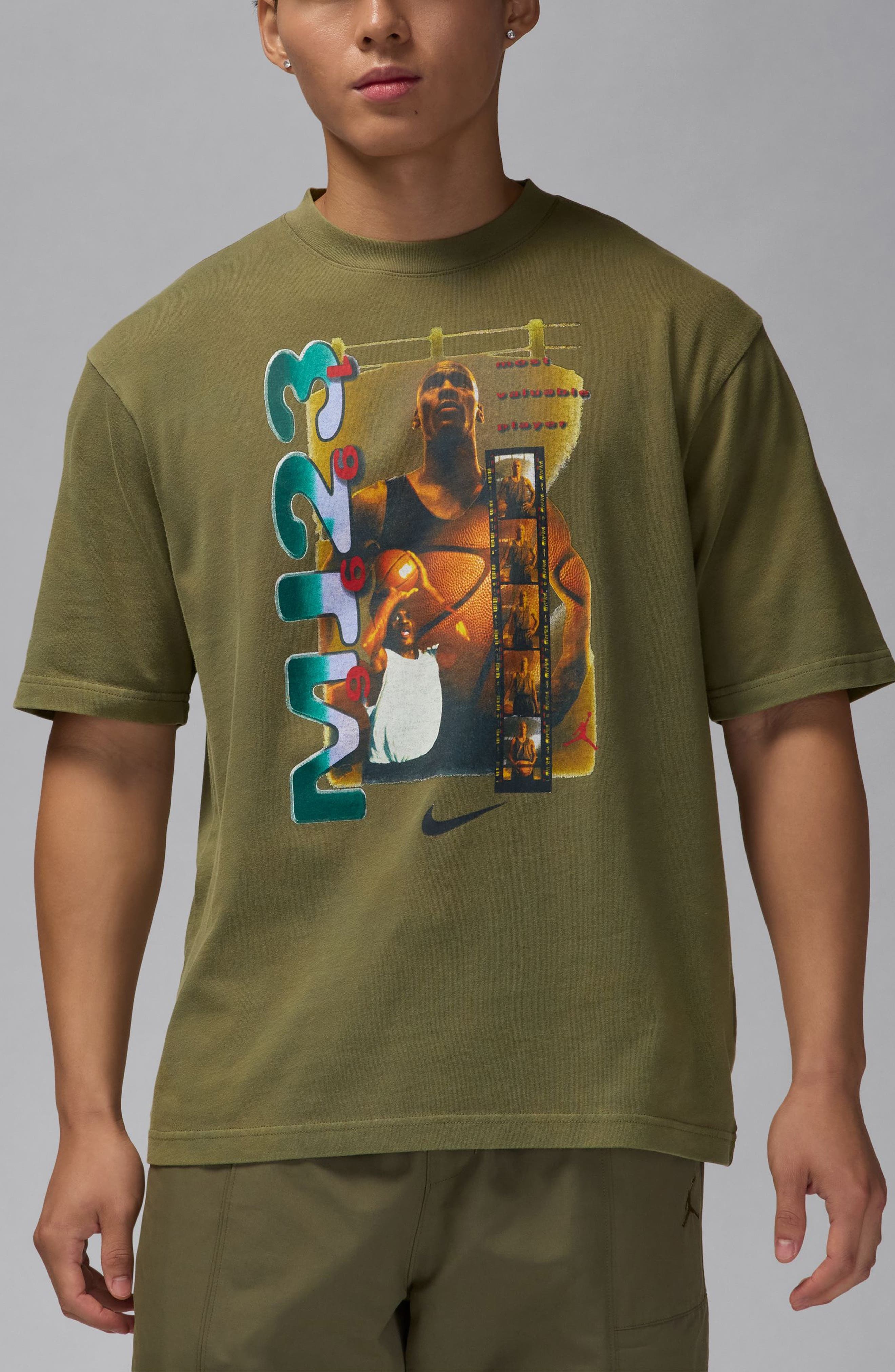Jordan Retro Cotton Graphic T-Shirt in Medium Olive/Black at Nordstrom - 1