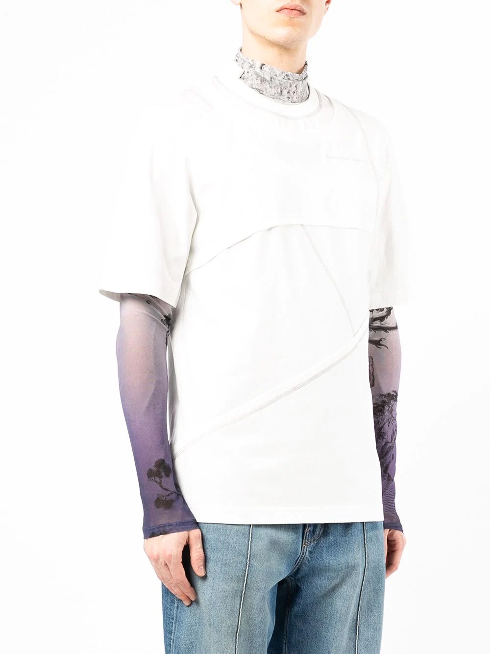 panelled short-sleeved T-shirt - 3